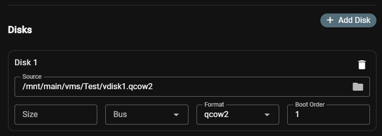 VM Disk Menu