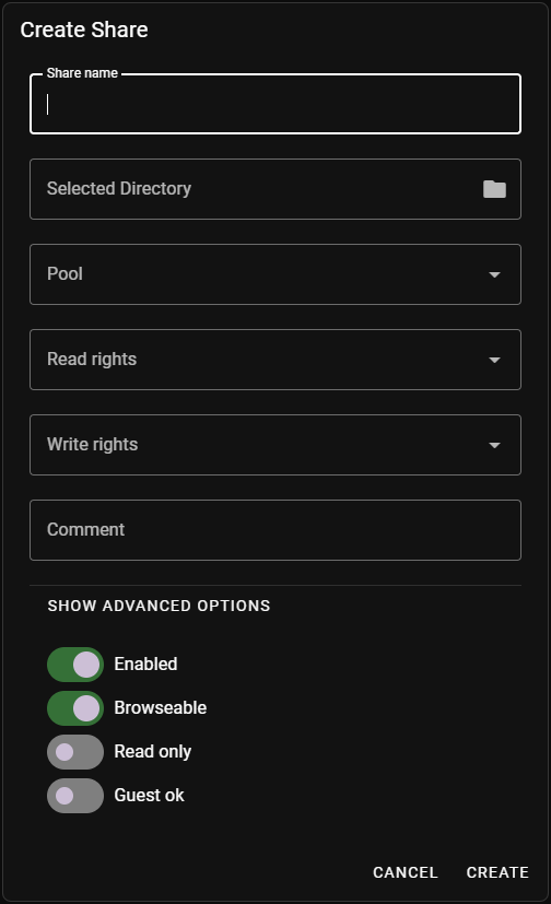 Share Configuration Fields